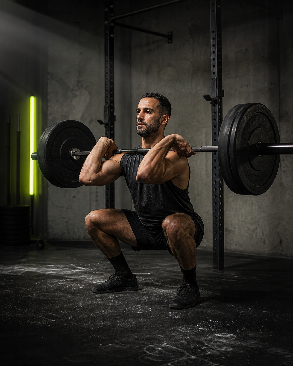 Athlet bei einer Frontkniebeuge